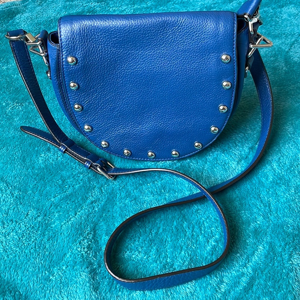 Rebecca Minkoff blue leather crossbody saddle bag